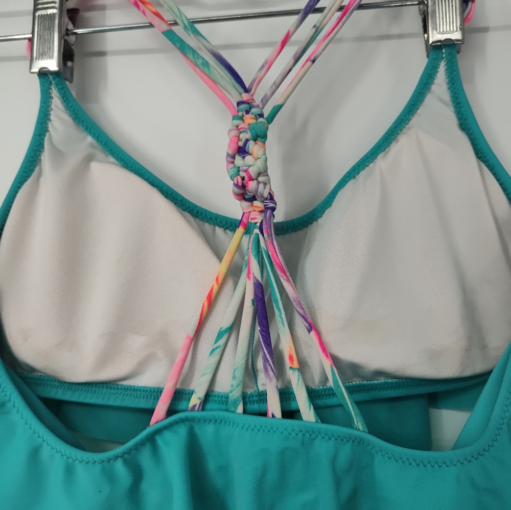 PINK Victoria's Secret Teal Ruffled Bikini Top Women's Size Medium - Picture 5 of 9